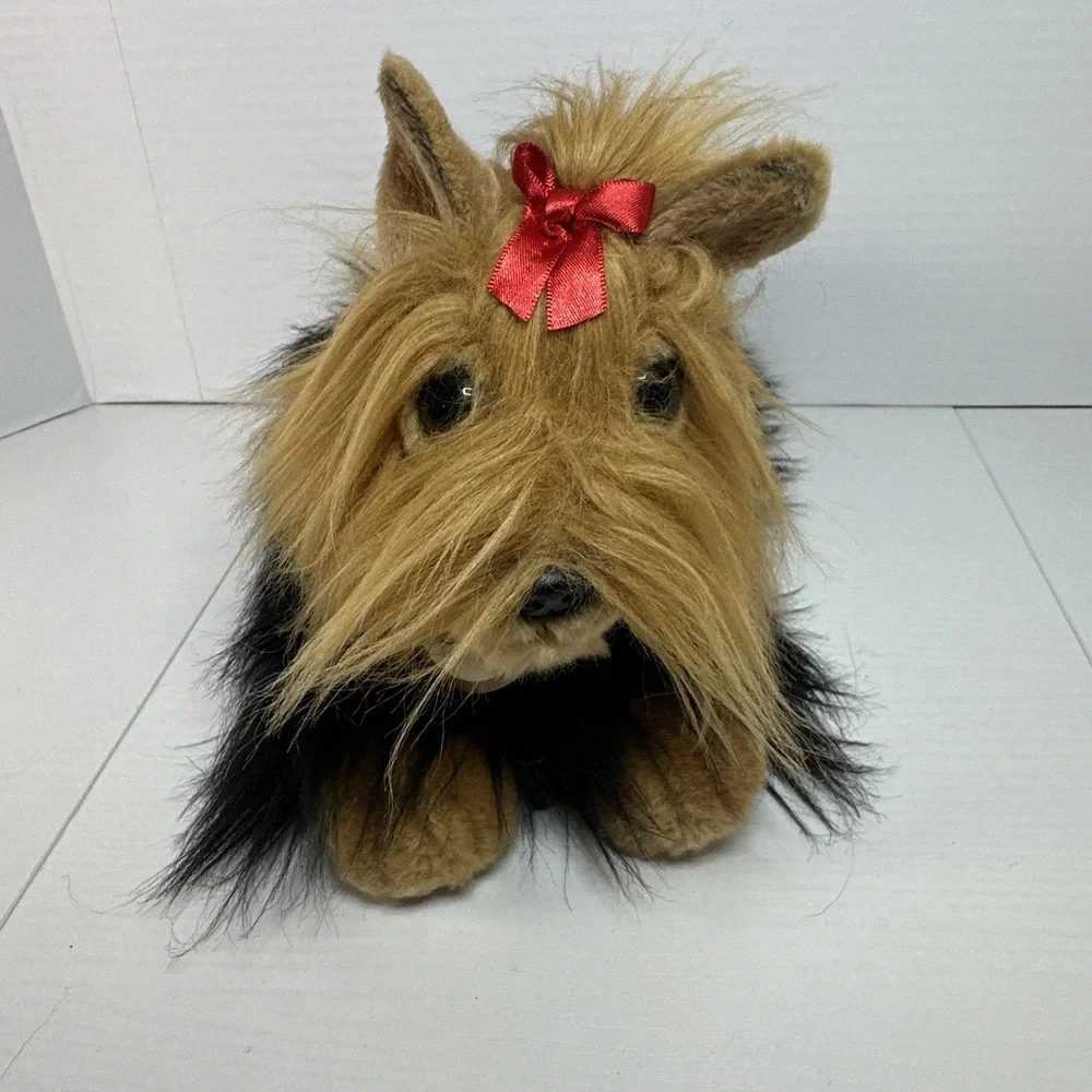 Aurora Miyoni Stuffed Plush Toy Yorkshire Terrier Yorkie Dog Puppy Red Bow